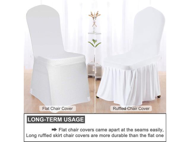 Stretch Spandex Round Top Dining Room Chair Covers Long Ruffled Skirt Slipcovers For Shorty Chair Seat Covers White 1pc Newegg Com