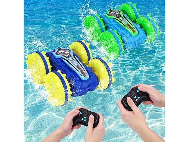 Water and Land RC Car for Kids-2.4GHz Remote Control Boat Waterproof RC Monster Truck Stunt Car 4WD RC Vehicle-Toys Gift for 6-12 Year Old Boys Girls Teen