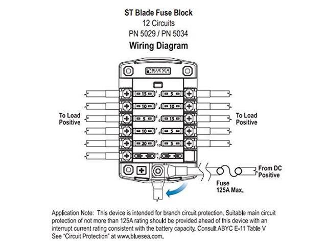 12 Circuit w/o Negative Bus Blue Sea 5029 ST Blade Fuse Block w/Cover 