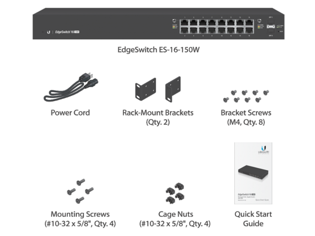 Ubiquiti Networks EdgeSwitch ES-16-150W-US Managed PoE+ Gigabit