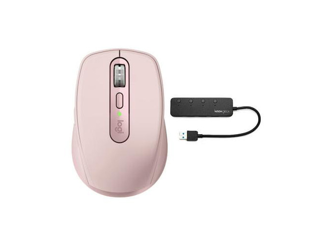 Mause 3 Logitech MX Anywhere 3 Compact Performance Mouse (Rose) with 4-Port USB ...