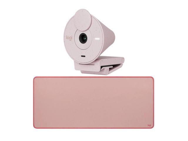 Logitech Brio 300 Rose - High-Definition Webcam with Desktop Anti-Slip Matt
