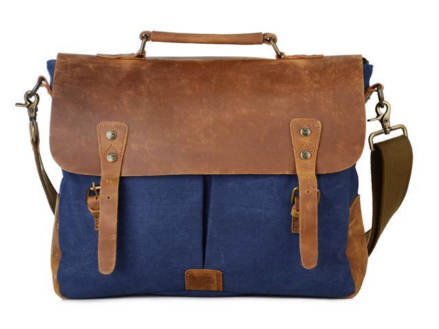 navy leather messenger bag