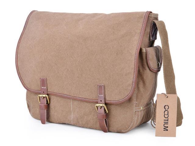 Gootium 51029cf Vintage Military Canvas Messenger Bag Men S Shoulder Coffee Newegg