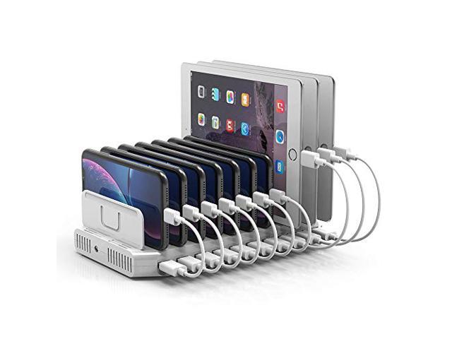 Unitek Charging Station for Multiple Devices, USB Charging Dock with Adjustable Dividers, QC 3.0 and SmartIC, iPhone, iPad, Tablet Organizer Stand-(UL Certified)