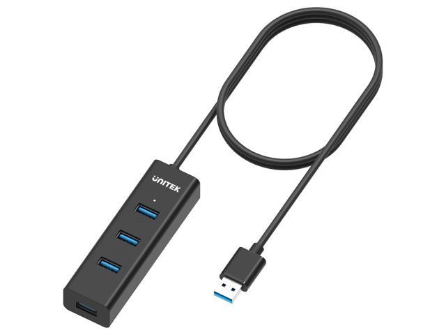 Unitek 4-Port USB3.0 Hub Câble de 48 pouces avec Micro USB Port de Charge,Transfert de Données Rapide,Connecteur d'extension de Hub USB,Compatible Windows PC,Mac,Surface Pro,Laptop,Imprimante,4FT-Noir 