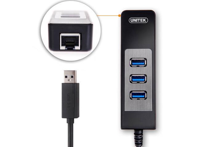 Unitek Y-3045 3 Ports USB 3.0 Hub with RJ45 10/100/1000 Gigabit Ethernet Adapter Converter LAN Connecter for Apple MacBook Pro Air, Imac, Mac, Chromebook Pixel