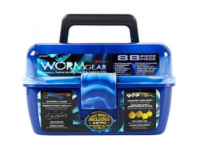 Photo 1 of **LID HAS FRACTURE AROUND HANDLE**
South Bend Wormgear Tackle Box-88 Piece (Blue) SOUTH BEND