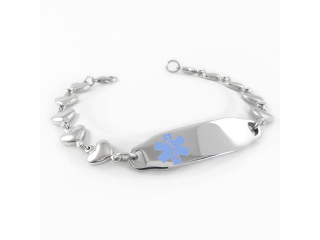 Taking Coumadin Medical Alert Bracelet Heart Chain Light Blue Taking Coumadin Medical Alert Bracelet Heart Chain Light Blue Symbol Pre Engraved