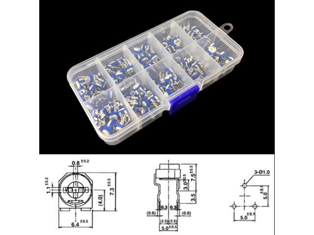 50-pcs 10-values RM065 Potentiometer Variable Resistor Assortment