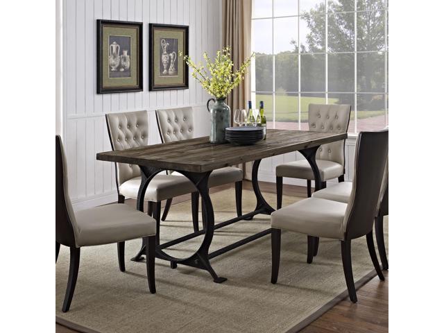 Effuse Wood Top Dining Table In Brown Newegg Effuse Wood Top Dining Table In Brown