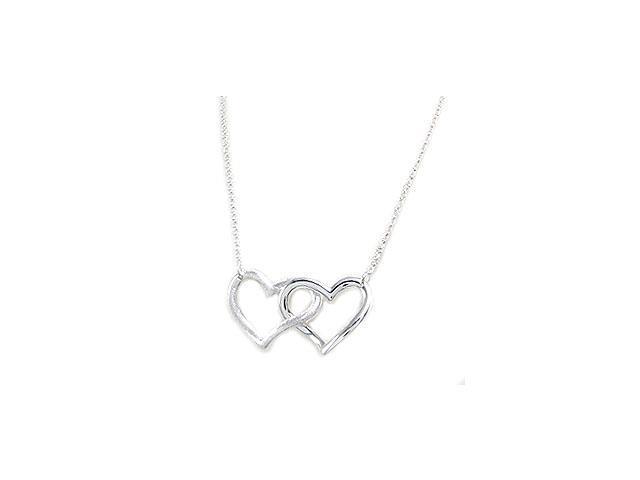 Sterling Silver double heart necklace on a silver chain