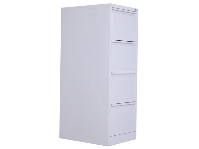 Vinsetto Metal 4 Drawer Vertical Locking Filing Cabinet White File Cabinets Vertical File Cabinets