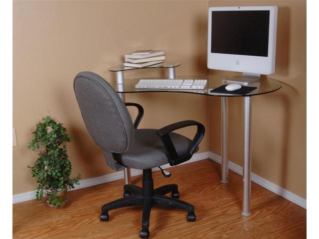 Clear Glass Corner Computer Desk With Monitor Stand Newegg Com