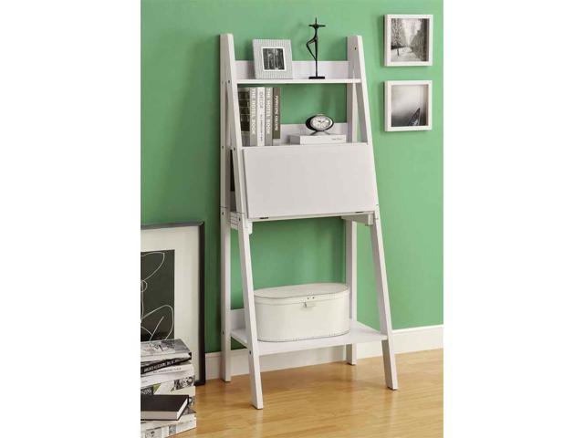 7040 White 61 In Ladder Bookcase, Billy Bookcase With Fold Down Desktop