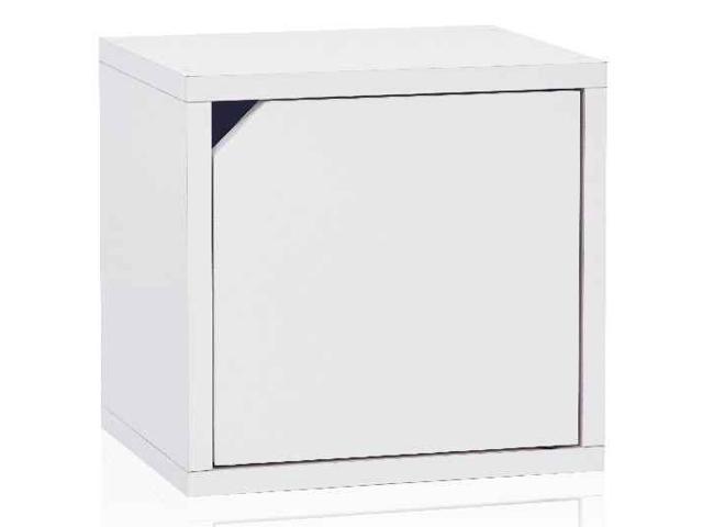 Way Basics 12.6"H x 13.4"W Modular Connect Eco Storage Cube with Door, White - Lifetime Guarantee