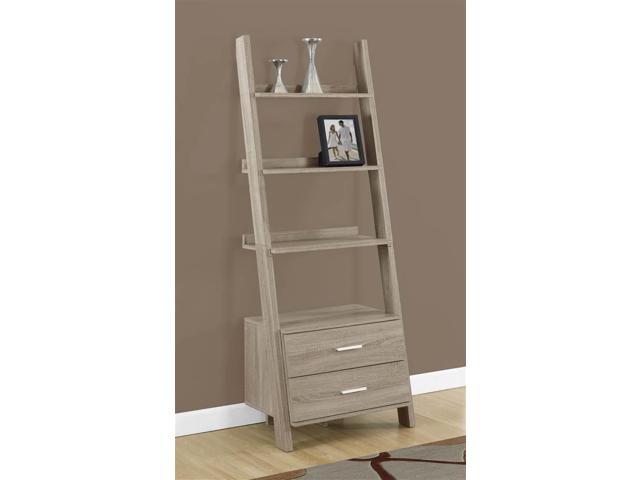 Ladder Bookcase With 2 Storage Drawers, Monarch Specialties Ladder Bookcase With Storage Drawers