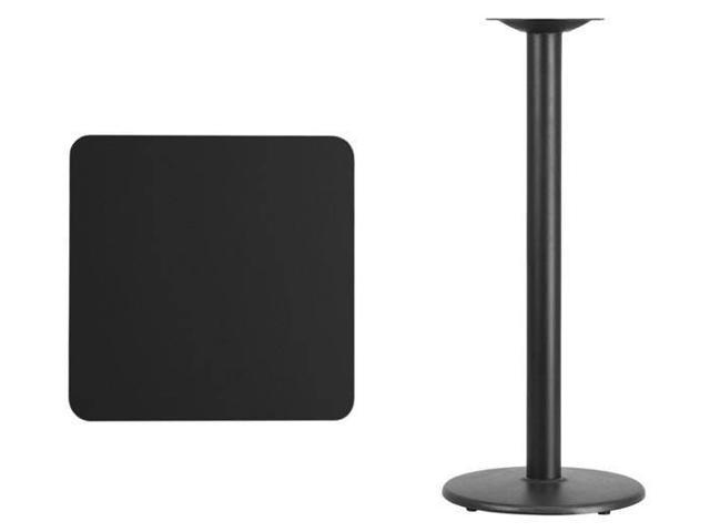 24 Square Black Laminate Table Top With 18 Round Bar Height