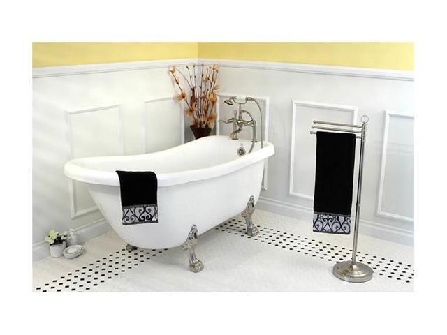 Pedestal Towel Bar In Three Level Height W White Box Satin Nickel