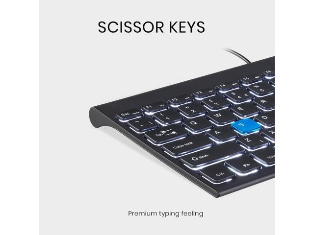 Thin and Silent Scissor Keys White Backlight Color Perixx PERIBOARD-429 ES Wired Mini Backlit Keyboard Spanish Layout 