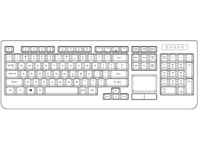 Perixx PERIBOARD-513 Wired Keyboard with Touchpad - USB - Standard Full ...