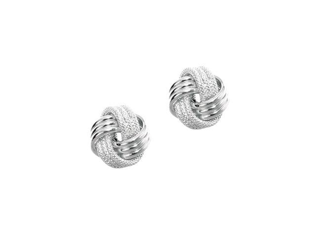 14kt White Gold Shiny Textured 3 Row Love Knot Earring Newegg Com