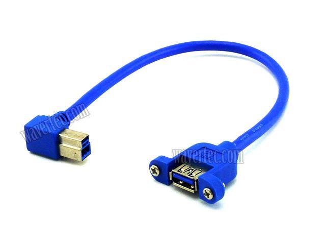 90 Degree Left Angle Micro USB3.0 B Male to Printer Port USB 3.0 B Female M//F Adapter Jack Data Cable Cord Blue 30cm,Blue,30cm