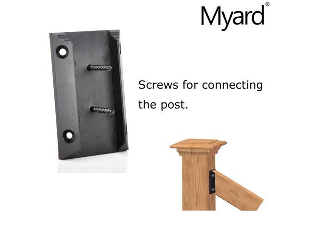 Myard PNP111902 Deck Railing Connectors with Screws for 2x4 5 Pairs, Black Inches Stair Wood Handrail Actual 1.5x3.5