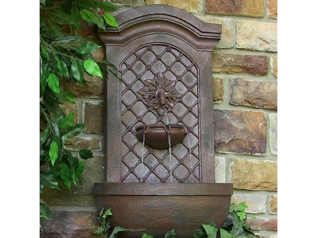 Sunnydaze Rosette Solar Wall Fountain Weathered Iron Only Feature Newegg Com