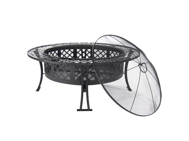 Sunnydaze 40 Inch Diamond Weave Large Fire Pit With Spark Screen Sunnydaze 40 Inch Diamond Weave Large Fire Pit With Spark Screen