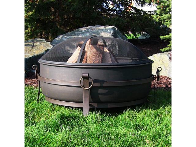 Sunnydaze Large Outdoor Fire Pit With Spark Screen 34 Inch Steel Sunnydaze Large Outdoor Fire Pit With Spark Screen 34 Inch Steel Cauldron