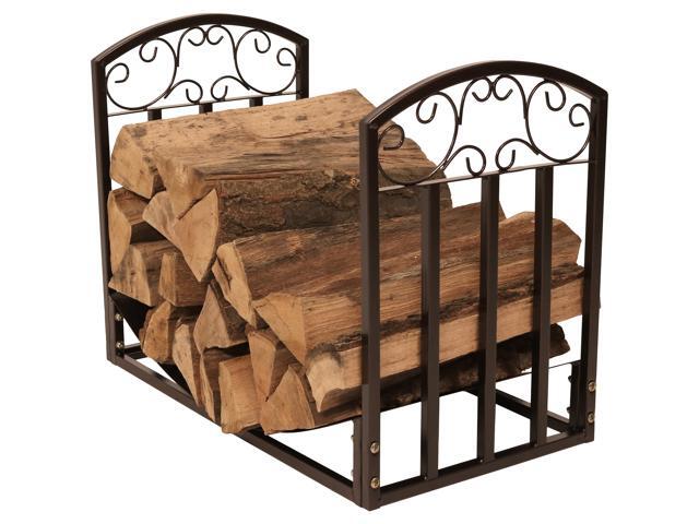 Sunnydaze 2 Foot Firewood Log Rack Indoor Outdoor Bronze Powder