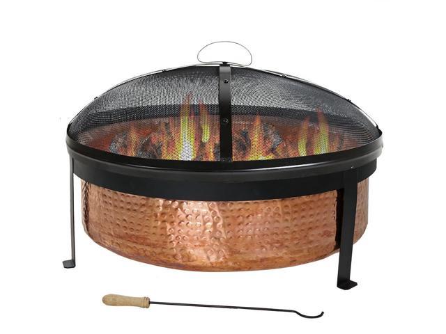 Sunnydaze Hammered 100 Copper Wood Burning Fire Pit With Spark