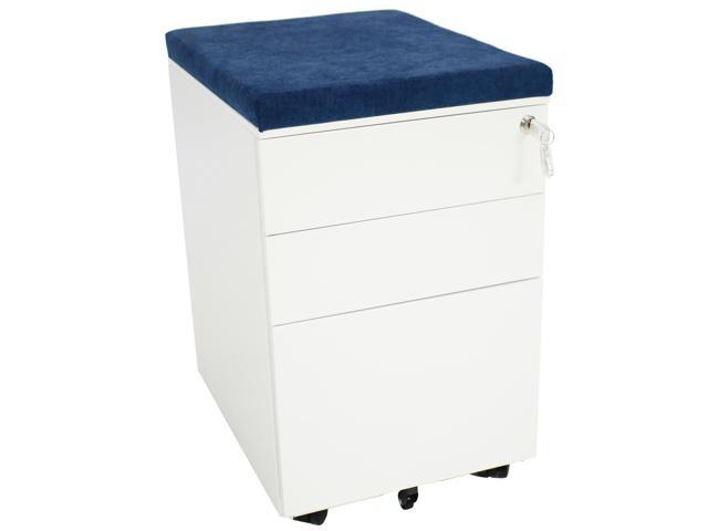 Casl Brands Rolling Mobile File Cabinet With Lock Cushion Seat