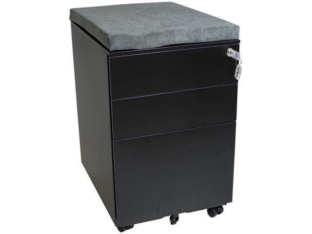 Casl Brands Rolling Mobile File Cabinet With Lock Cushion Seat