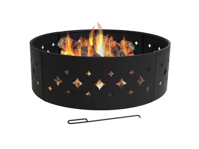 Sunnydaze Diamond Fire Pit Campfire Ring Large Round Outdoor