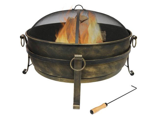 Sunnydaze Cauldron Outdoor Fire Pit 34 Inch Large Bonfire Wood