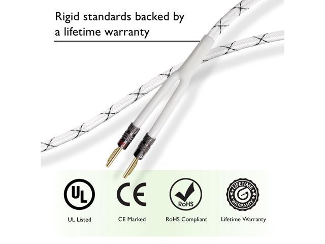 OFC GearIT 12AWG Premium Heavy Duty Braided Speaker Wire Oxygen-free Copper with Dual Gold Plated Banana Plug Tips Construction 15 Feet Black