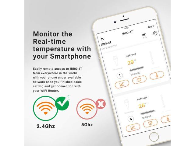Instant Read bbq Inkbird WIFI Digital Cooking Thermometer IBBQ-4T Rechargeable 