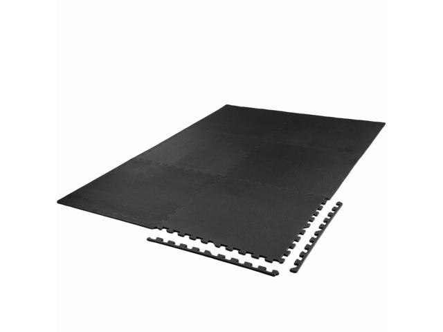 Xspec 3/8 Thick 100 Sq ft Steel Eva Foam Floor Exercise Gym Mat 25 Pcs, Black
