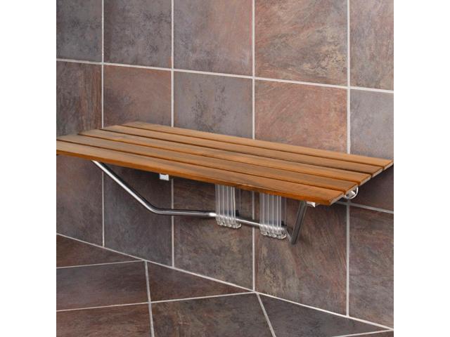 Clevr 36 Ada Compliant Double Seat Teak Wood Folding Shower Bench