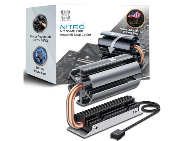 Titanium Micro NITROFLEX M.2 SSD NVMe 2280 SSD Rocket Heatsink Built-in 30mm PWM Cooling Fan for Gaming PC Desktop