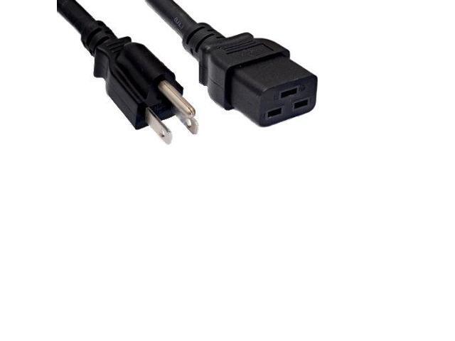 Kentek 2 Ft C19//C20 Extension AC Power Cord 14 AWG 15A Heavy-Duty Server//Network