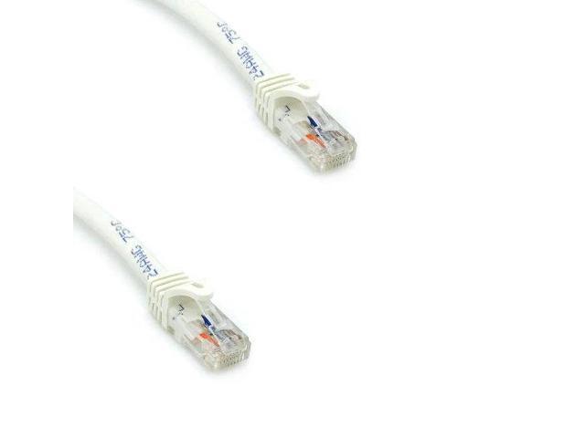 Kentek 50 Feet FT CAT6 UTP Patch Cable 24 AWG 550 MHz Category 6 Unshielded Twisted Pair Short Body Connector Snagless Molded Boot Ethernet RJ45 Network Internet Cord White