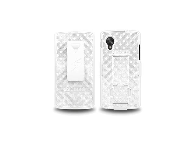 Amzer Shellster Shell Case Holster w/ Kickstand for LG Nexus 5 D820 - White