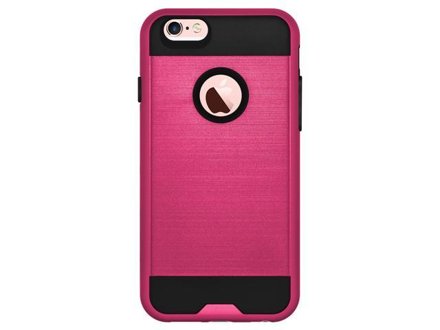 iPhone 6 6S Case Cover Amzer Metto Hybrid Dual Layer Aluminium Back Protective Case Cover - Hot Pink/ Black