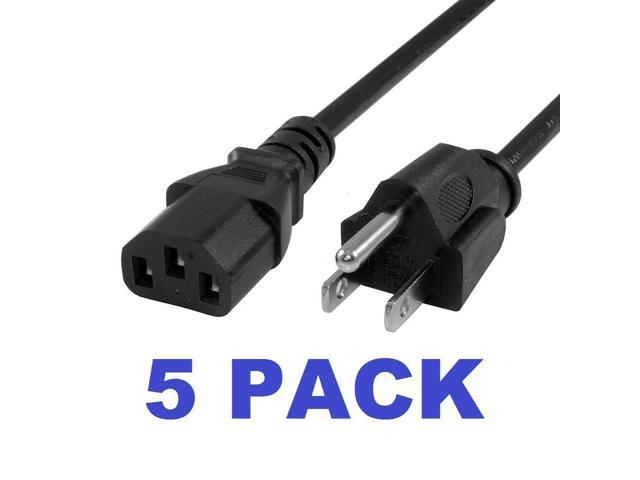 Grandmax 6 FT [5 Pack] Standard Computer Power Cord - NEMA 5-15P to C13 ...