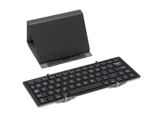 Plugable Bluetooth Keyboard Compatible with iPhones, iPads, Android, and Windows, Ultra-Light Bluetooth Foldable Keyboard (10 Inches) with Case and Stand for Faster Typing and Editing on The Go