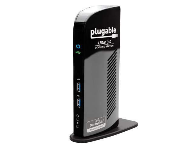 Plugable USB 3.0 Universal Laptop Docking Station Dual Monitor for Windows and Mac (Dual Video: HDMI and DVI/VGA/HDMI, Gigabit Ethernet, Audio, 6 USB Ports)