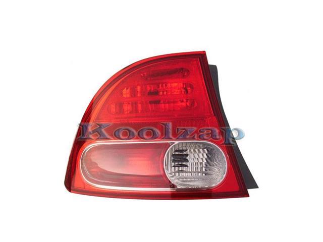 2006 2007 2008 Honda Civic 4 Door Sedan Hybrid Taillamp Taillight Rear Brake Tail Light Lamp Quarter Panel Outer Body Mounted Left Driver Side 06